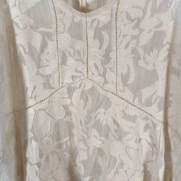 Anthropologie Circa 19 Hundred Cream Babydoll Lace Tank Asymmetrical Hem Size Sm - Picture 3 of 8